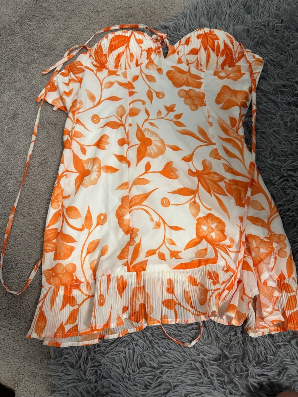 12th Tribe Strapless Floral Camisole - Orange & White